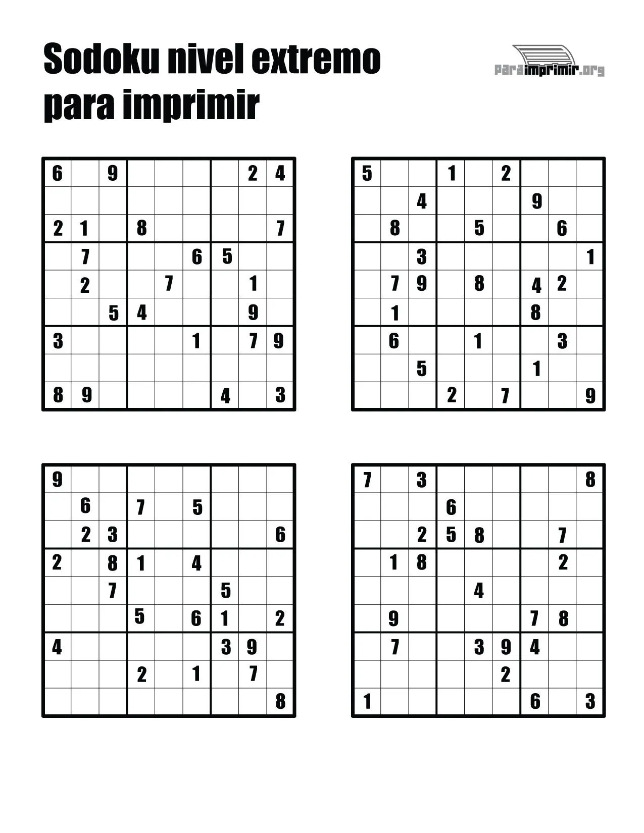 Sudoku nivel extremo para imprimir