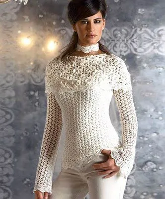 crochet: SUÉTER CON FLORES