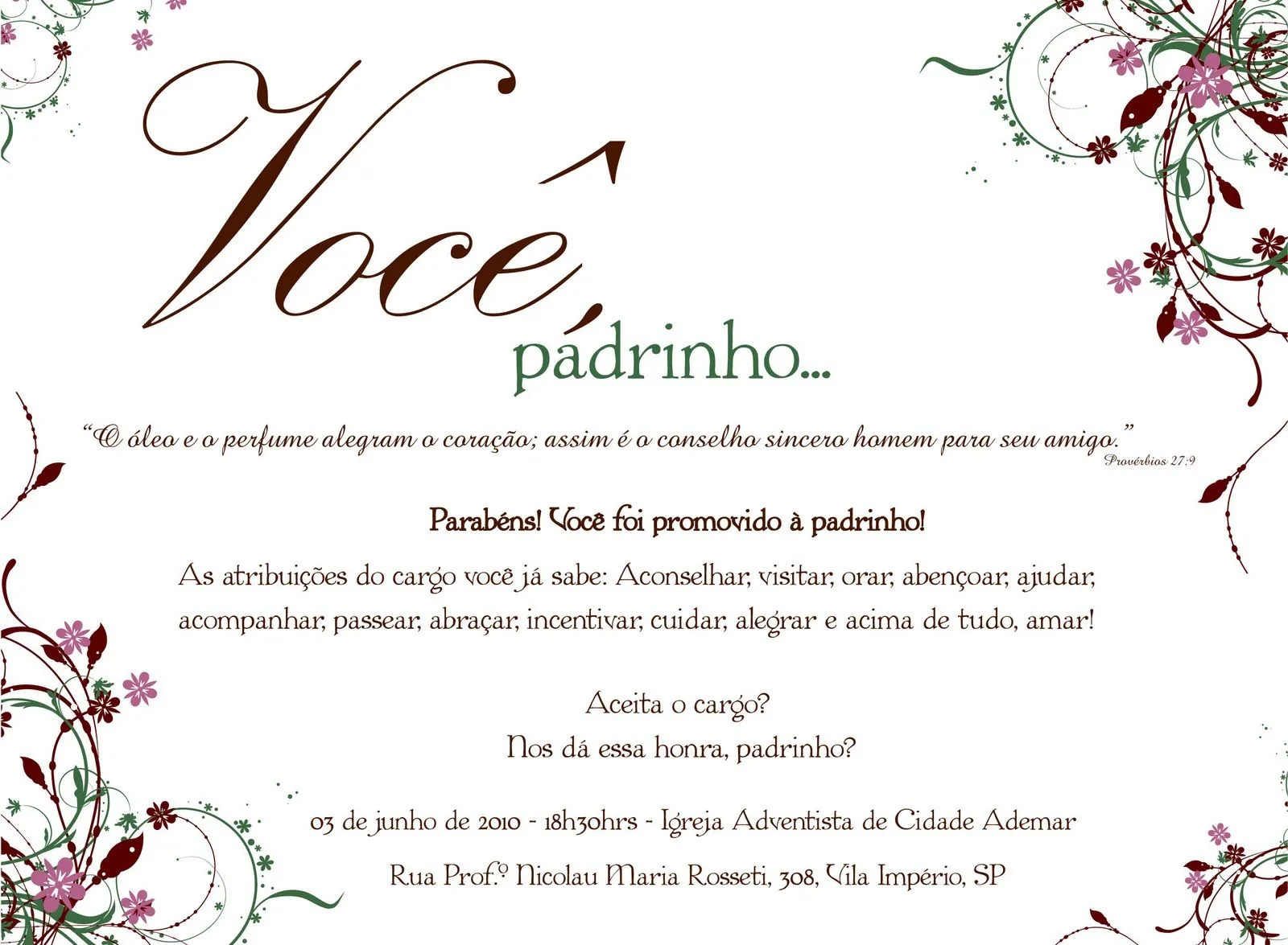 Sugestões de convite para padrinhos | Casados para Sempre