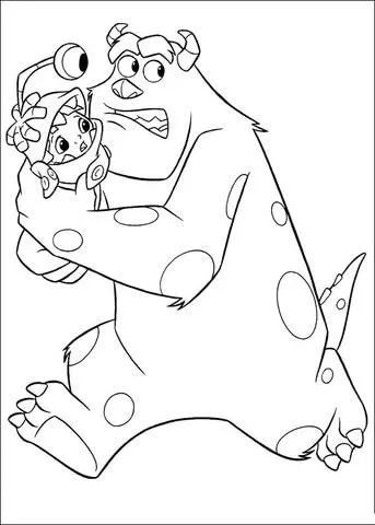 Sulley Is Running Away coloring page | Super Coloring