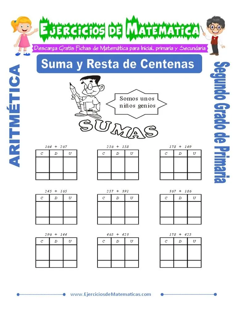 Suma y Resta de Centenas para Segundo de Primaria | PDF