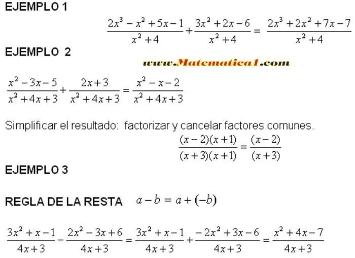 SUMA Y RESTA DE EXPRESIONES RACIONALES EJERCICIOS RESUELTOS Y ...