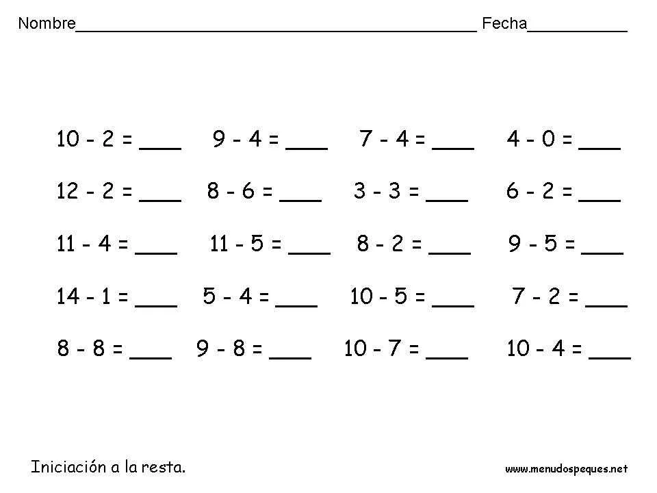 Sumas y Restas 20