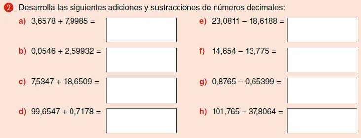 Sumas y restas con decimales - Imagui