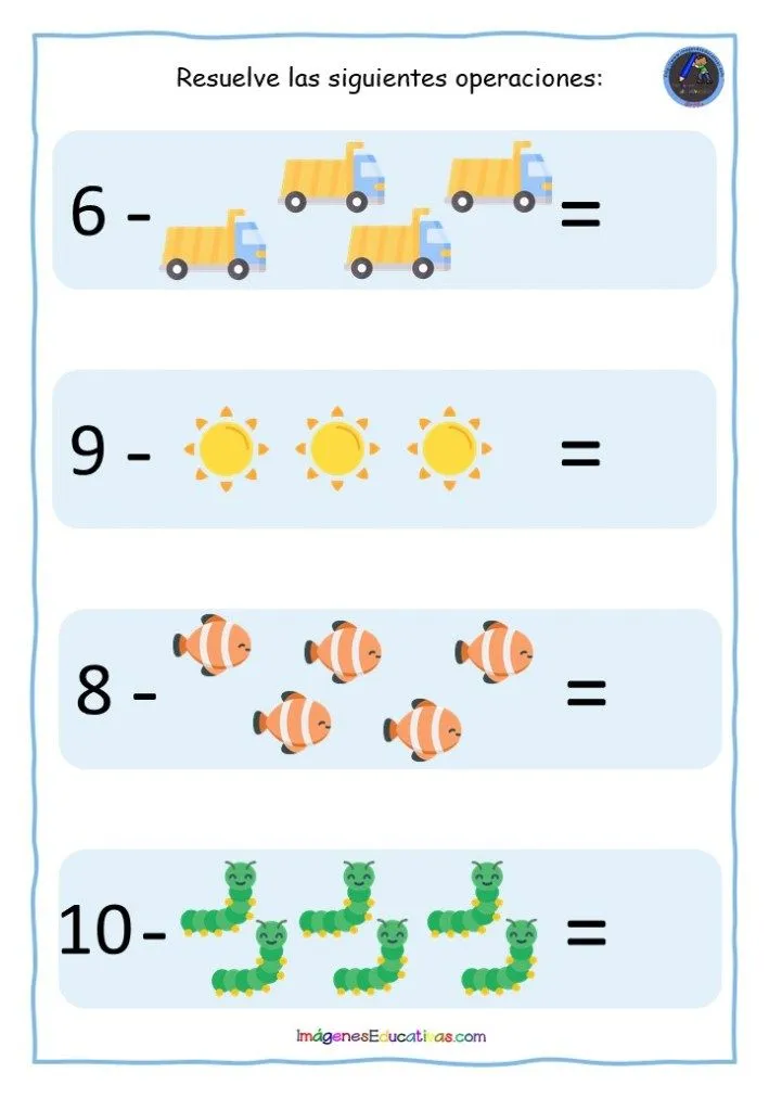 SUMAS Y RESTAS CON DIBUJOS – Imagenes Educativas