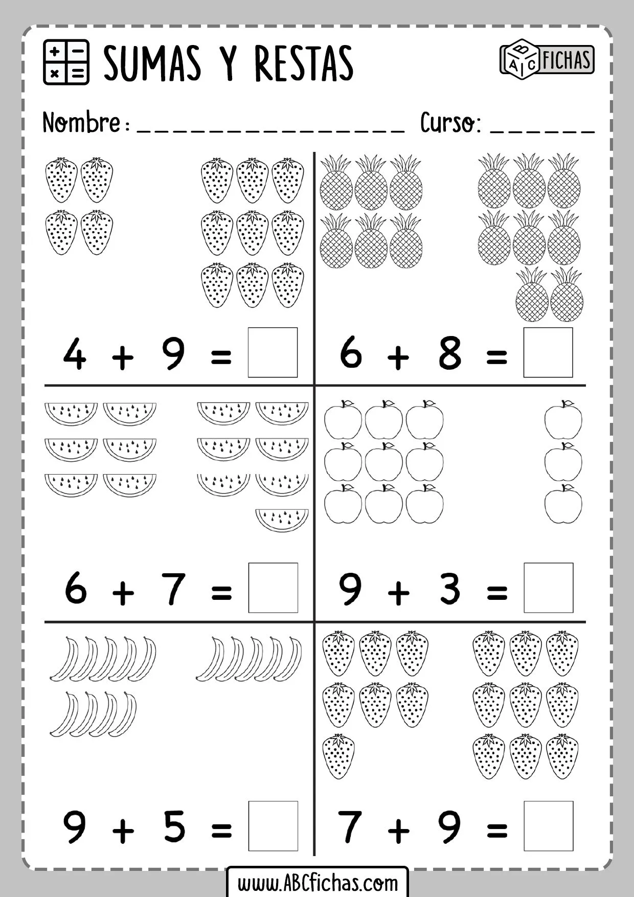 Sumas y Restas con Dibujos Para Primaria (Iniciación)