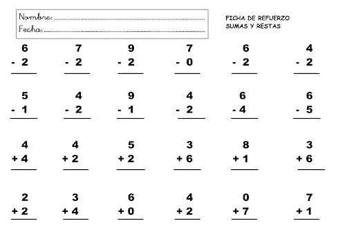 Sumas y restas infantiles - Imagui