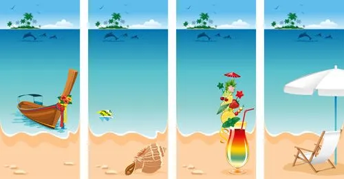 Summer beach scenery vector 01 - Vector Scenery free download