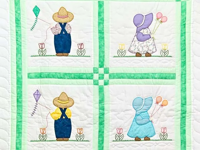 Sunbonnet Sue & Bill Quilt -- gorgeous meticulously made Amish ...