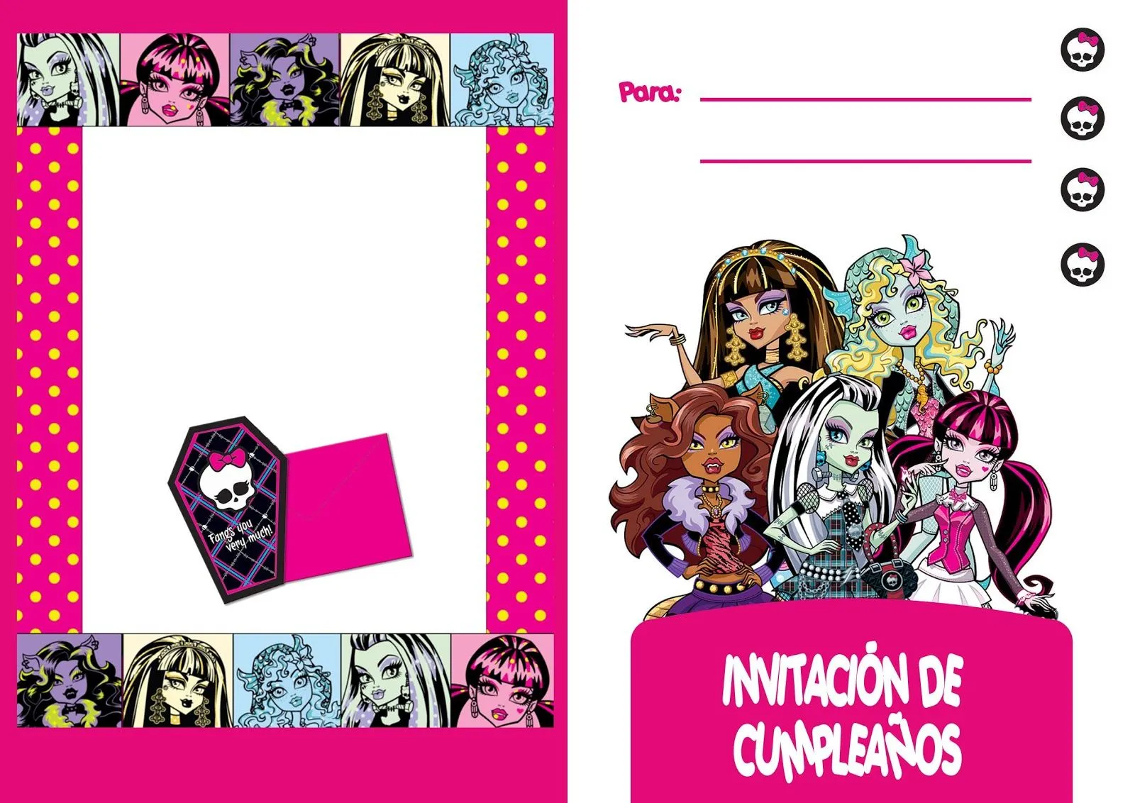 La Super Mamy: Invitaciones Monster High para cumples