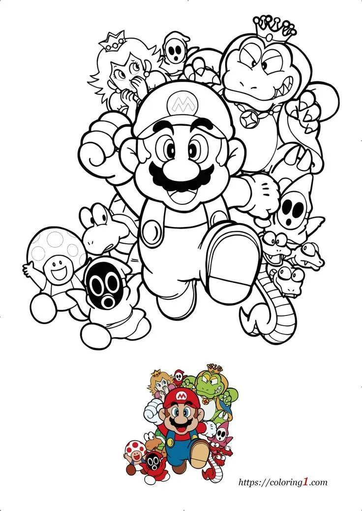 Super Mario Bros Coloring Pages - 2 Free Coloring Sheets (2021) | Mario  coloring pages, Super mario coloring pages, Cartoon coloring pages