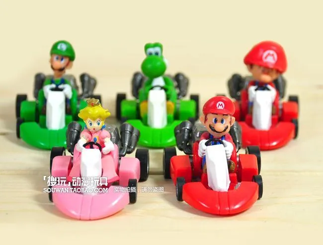 Super Mario Karts Pvc Super Mario Bros Kart Pull Back Car Figure ...