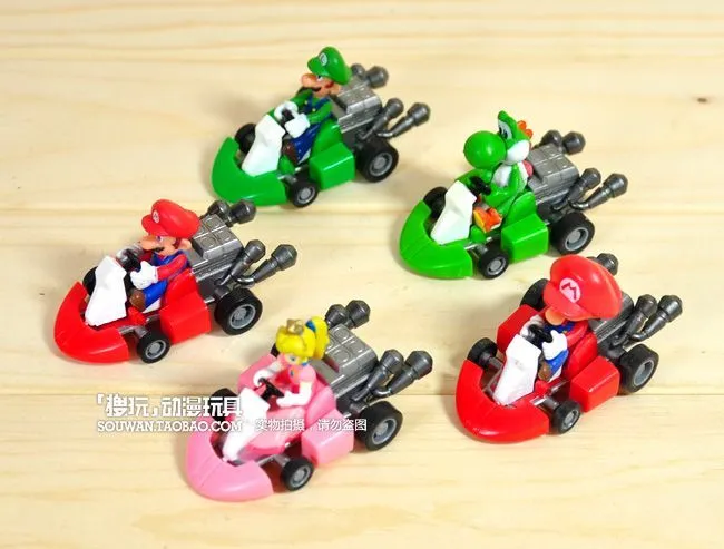 Super Mario Karts Pvc Super Mario Bros Kart Pull Back Car Figure ...