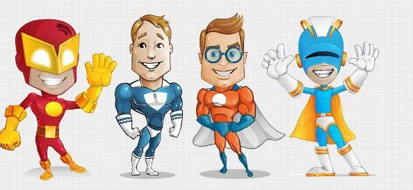 Superhéroe Vector Character Set 1, vector - 365PSD.com