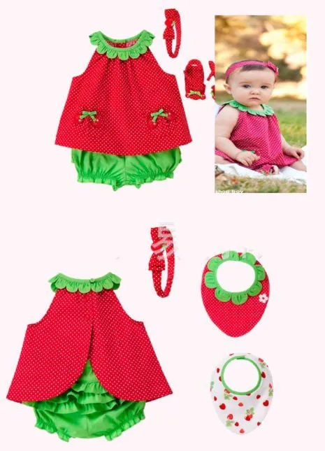 Supply Baby Clothing, Lovely Strawberry Baby Romper,Suit+ Hair ...