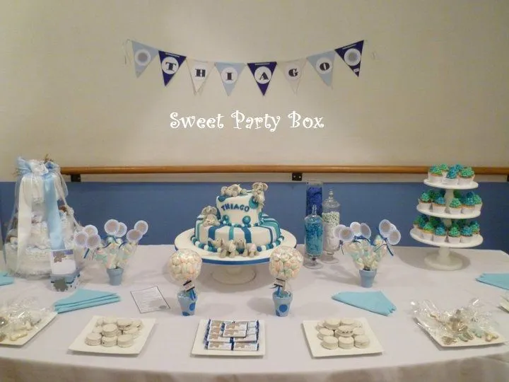 Sweet Party Box: BaBy ShoWeR NaZaReNa VeLeZ: Azul, Celeste y Blanco