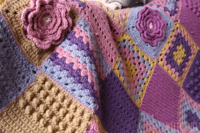 Sweet&Knit: Manta Crochet popurri de muestras