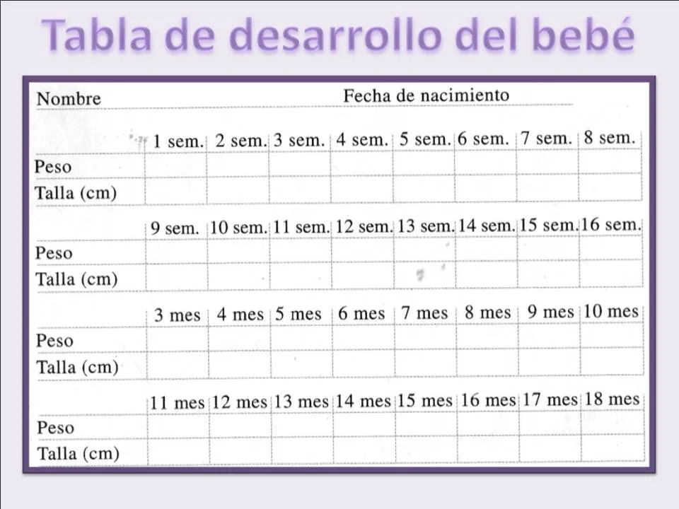 Tabla de desarrollo del bebé | ¿Qué necesita mi bebé?