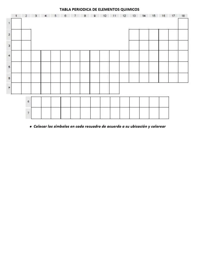 Tabla Periodica de Elementos Quimicos para Completar | PDF