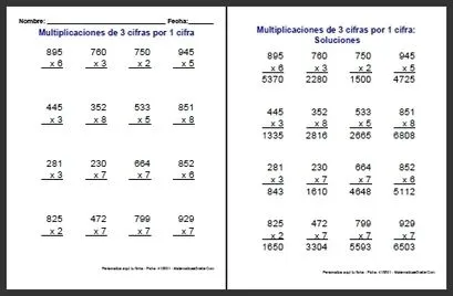 Las tablas de multiplicar. Fichas para practica...