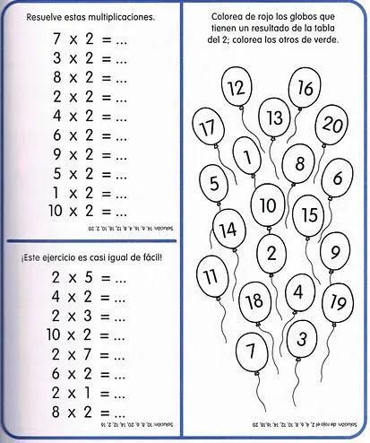 Las tablas de multiplicar: Número 2 | Para los peques de la casa.