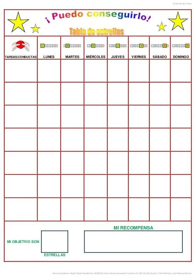 ▷ Tablas de recompensas para niños para imprimir en PDF | Padres Frikis