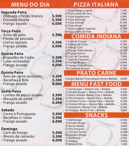 Take Away Comida Rápida Menu - Zomato Portugal