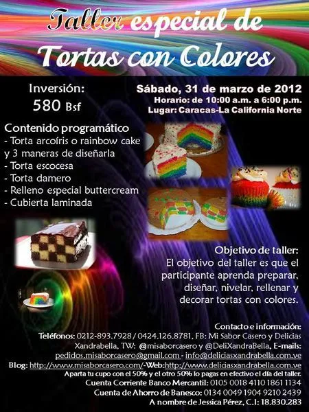 Taller especial de Tortas con Colores - El Blog de Mi Sabor Casero