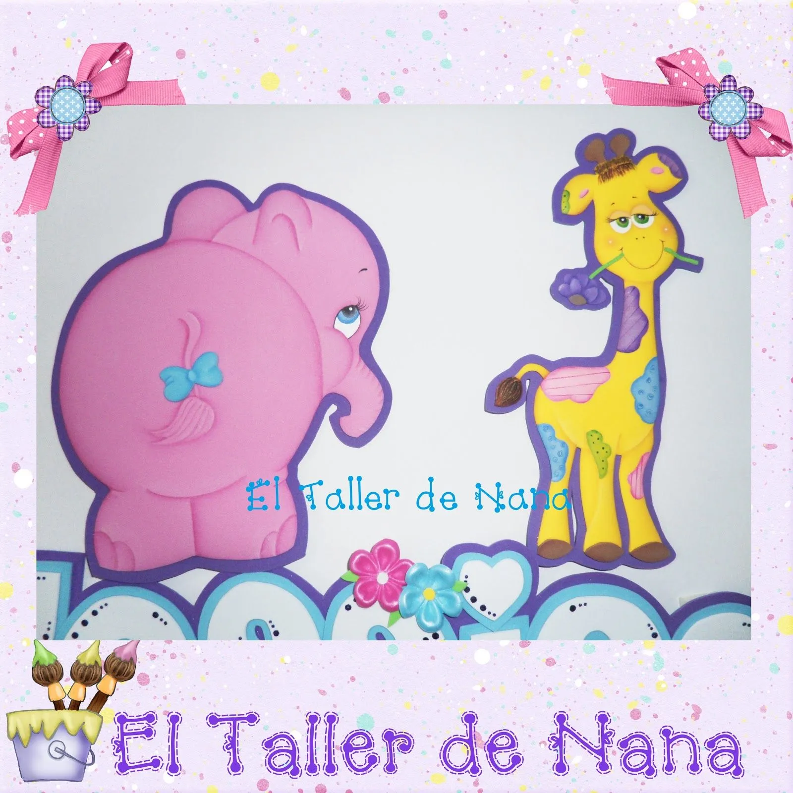 El Taller de Nana: Nombre + Elefante y Jirafa en Foami.