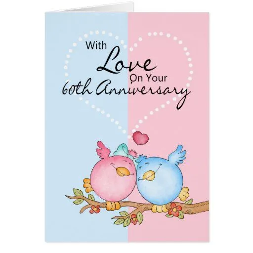 tarjeta del aniversario - 60.os pájaros del amor d de Zazzle.