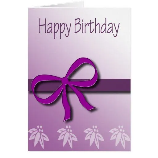 Tarjeta del arco del feliz cumpleaños en violeta d | Zazzle