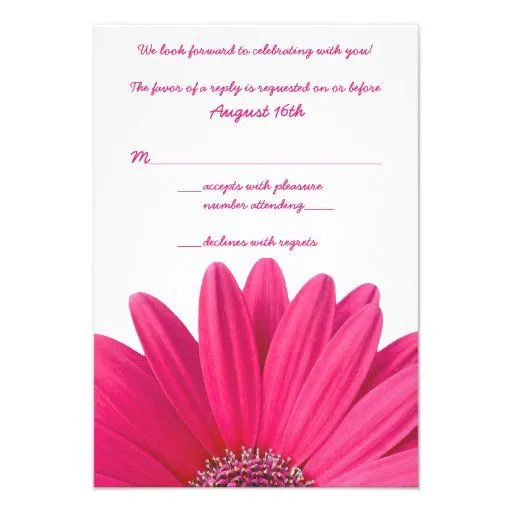 Tarjeta blanca de RSVP de la margarita del Gerbera Anuncios de Zazzle.