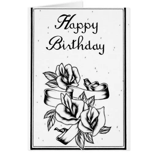 Tarjeta blanco y negro del feliz cumpleaños de Zazzle.