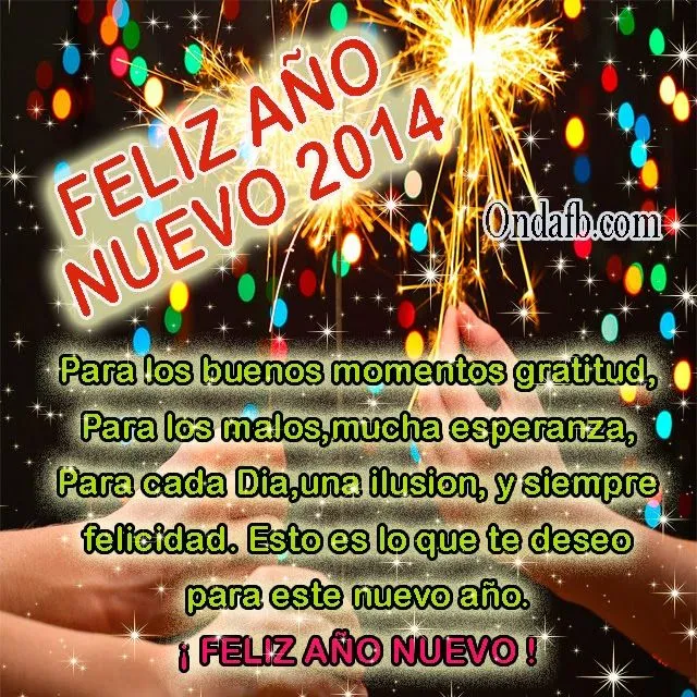 Tarjeta bonita de año nuevo 2014 con frase de celebración y ...