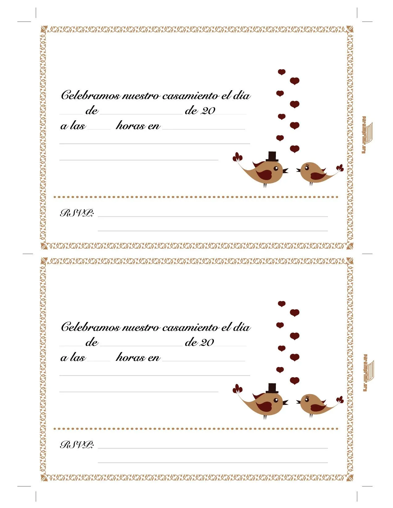 Tarjeta de casamiento para imprimir