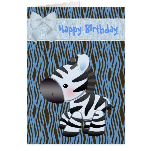 Tarjeta de cumpleaños azul linda de la cebra y de | Zazzle