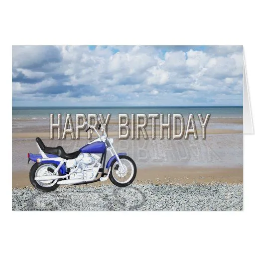 Tarjeta de cumpleaños con una bici del motor | Zazzle