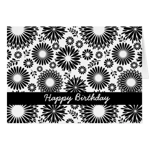 Tarjeta de cumpleaños blanco y negro hermosa de Zazzle.