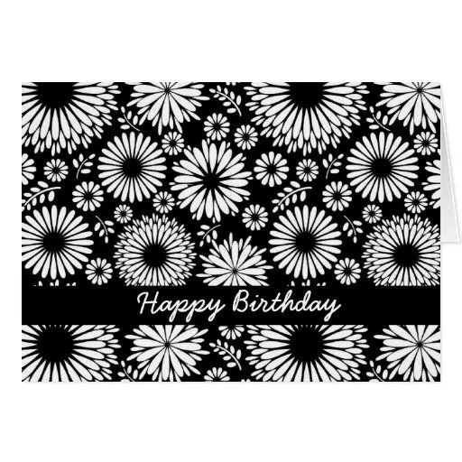 Tarjeta de cumpleaños blanco y negro hermosa de Zazzle.