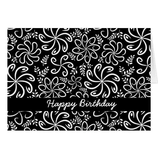 Tarjeta de cumpleaños blanco y negro hermosa de Zazzle.