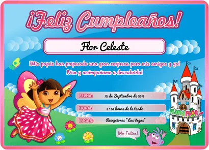 Tarjeta de Cumpleaños de DORA La Exploradora para Imprimir ...