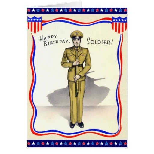 Tarjeta de cumpleaños militar del vintage de Zazzle.