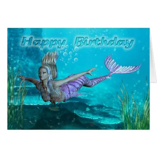 Tarjeta de cumpleaños - sirena - paisaje subacuáti de Zazzle.