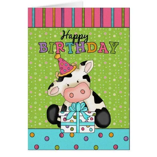 Tarjeta de felicitación del cumpleaños de la vaca | Zazzle