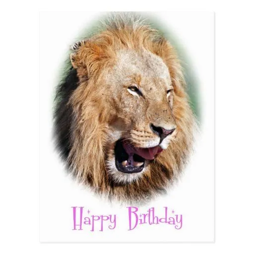 Tarjeta del feliz cumpleaños del león de la sonris postales | Zazzle