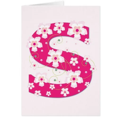 Tarjeta floral rosada bonita inicial del monograma | Zazzle