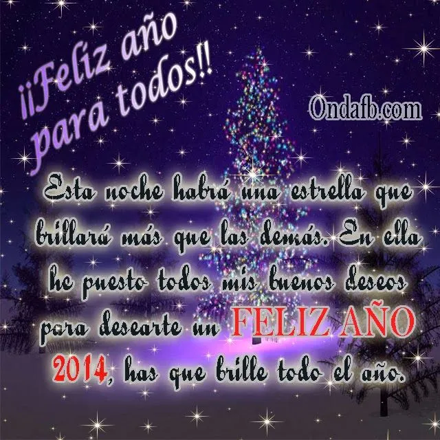 Tarjeta hermosa de año nuevo y prospero año 2014 con frase linda ...