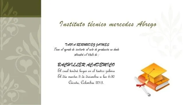 Tarjeta de invitacion