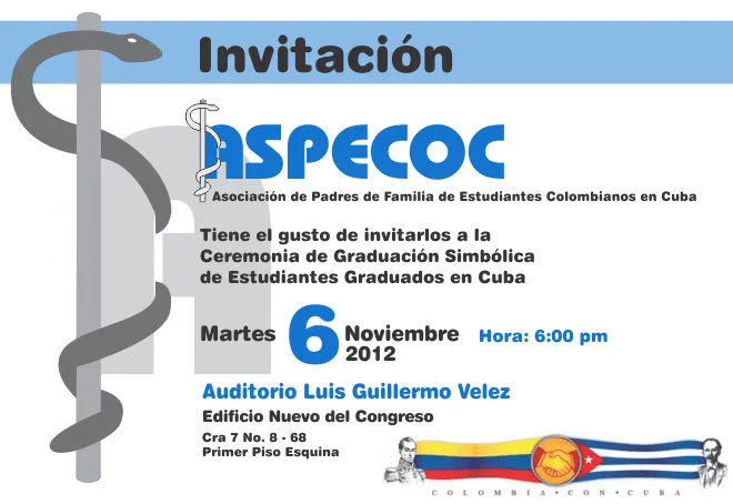 tarjeta invitacion aspecoc » Colombia Con Cuba