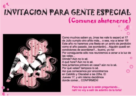 Tarjeta para invitación casual